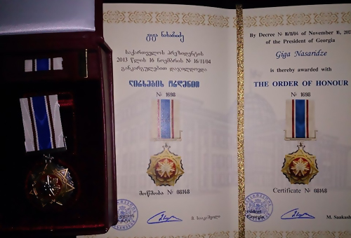 რა დამსახურებისთვის გადასცა ღირსების ორდენი მიხეილ სააკაშვილმა გიგა ნასარიძეს Rating