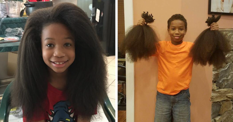 ამ 8 წლის ბიჭუნამ თმები გაიზარდა და სიმსივნით დაავადებული ბავშვებისთვის პარიკების მაღაზიაში ჩააბარა