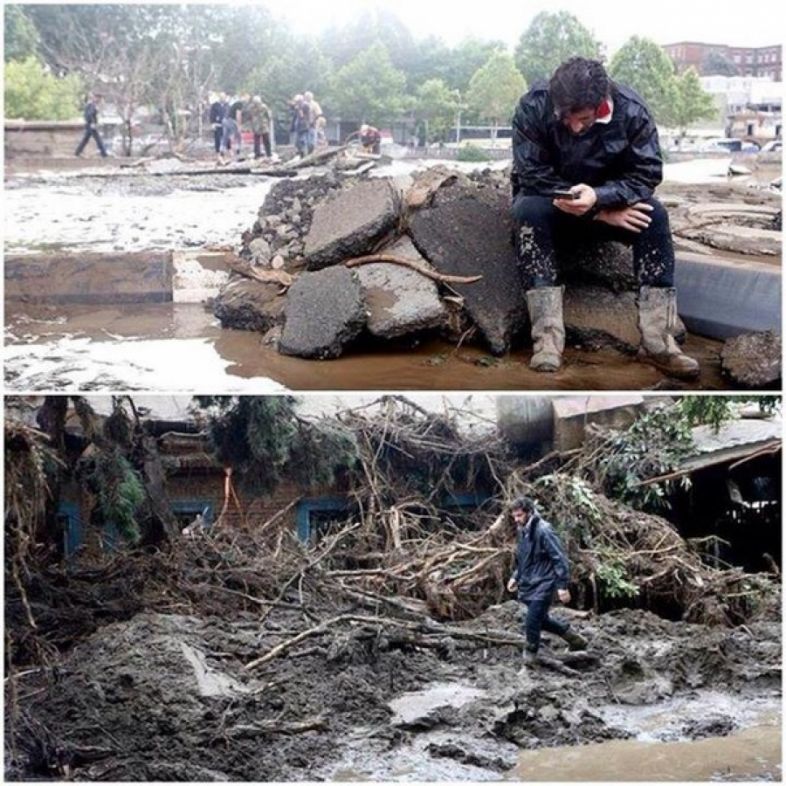 კახი კალაძის ფოტოები სტიქიის ზონიდან უცხოურ საიტებზე